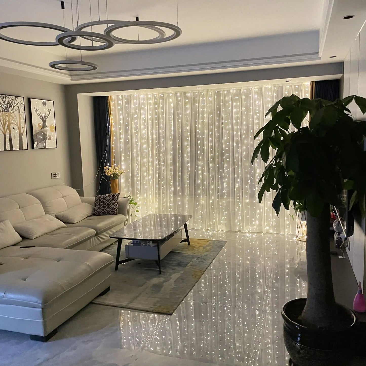 3x3m USB-Powered LED Curtain String Light Decor