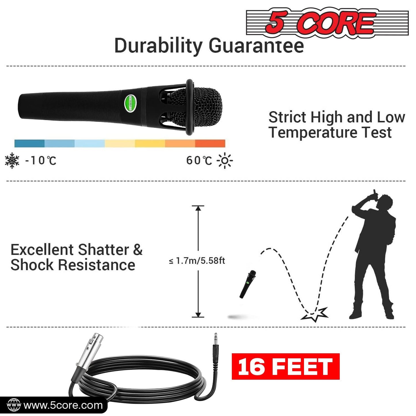 5Core XLR Microphone Dynamic Mic Karaoke Singing Studio Mics Handheld Microfono-2