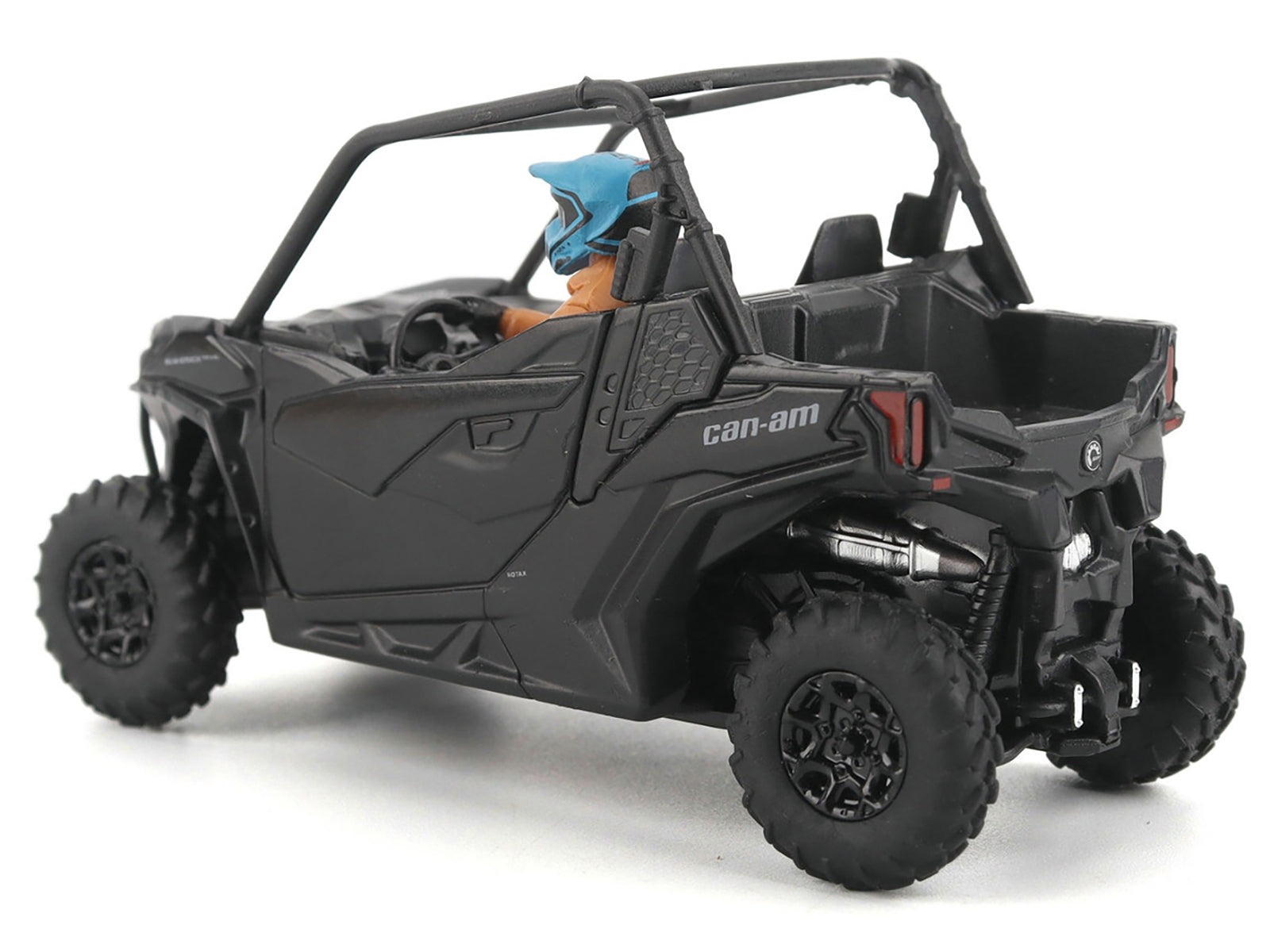 Diecast model of Can-Am Maverick Trail DPS 1000 in matte black by BRP Models, with driver figure, 1/32 scale.