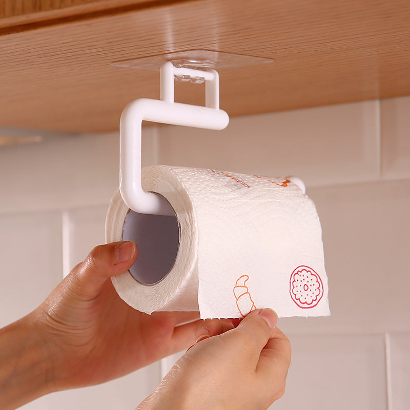 Punch-Free Kitchen Special Paper Towel Rack Roll Paper Rack Hanger Plastic Wrap Storage Rack Toilet Paper Hook Rag Holder