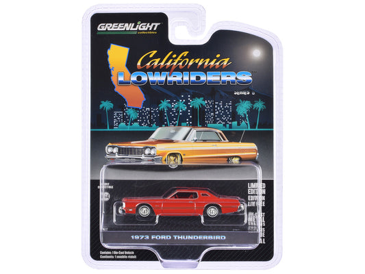 1973 Ford Thunderbird Red Custom with Graphics "California Lowriders" Series 6 1/64 Diecast Model Car by Greenlight-0