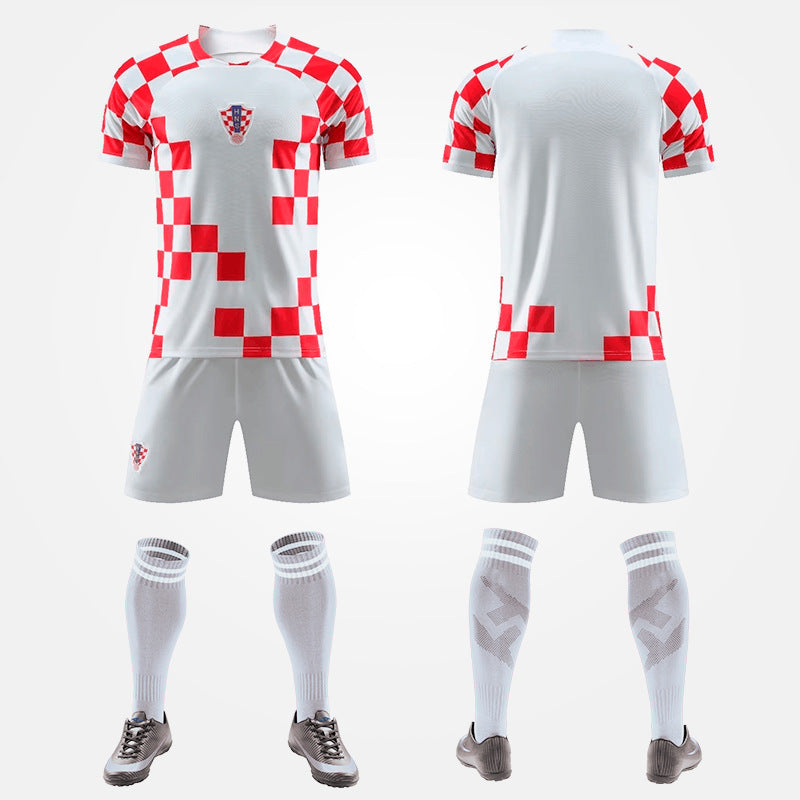 World Cup Qatar Football Shirt Set National Team Kit Mexico Belgium Croatia Home Away Boys and Girls