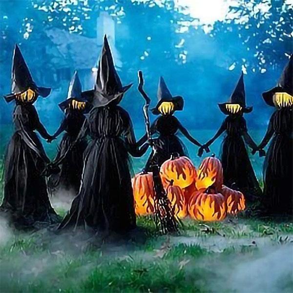 Halloween Light-Up Witches Ghost Halloween Decoration Horror Props Creepy Skeleton For Halloween Decoration Voice Control