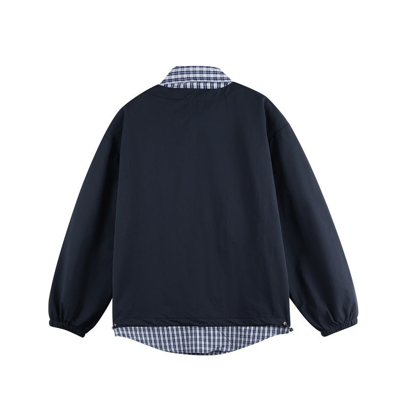 Loose Fit Two-Piece Crew Neck Sweatshirt with Shirt Collar