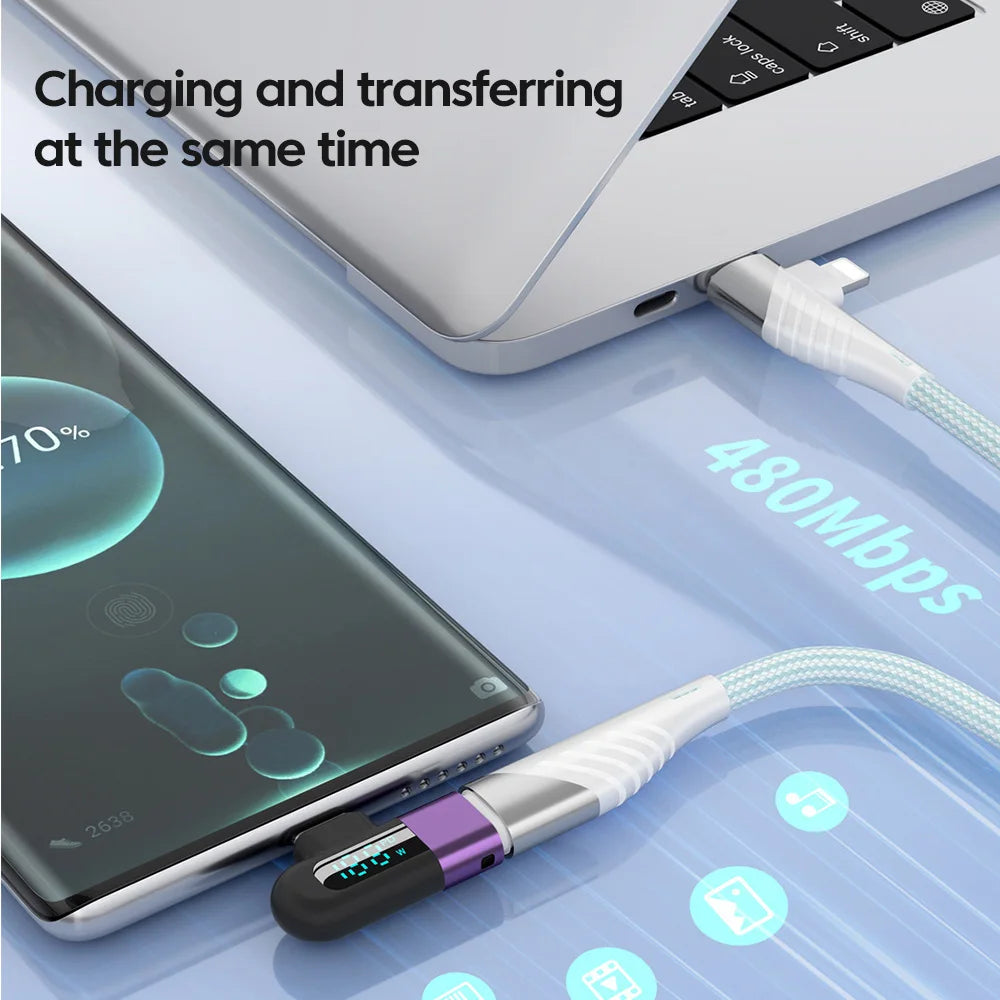 TG adapter 6A intelligent digital display supports 120W fast charging data cable, USB 2.0 port, Type-C adapter