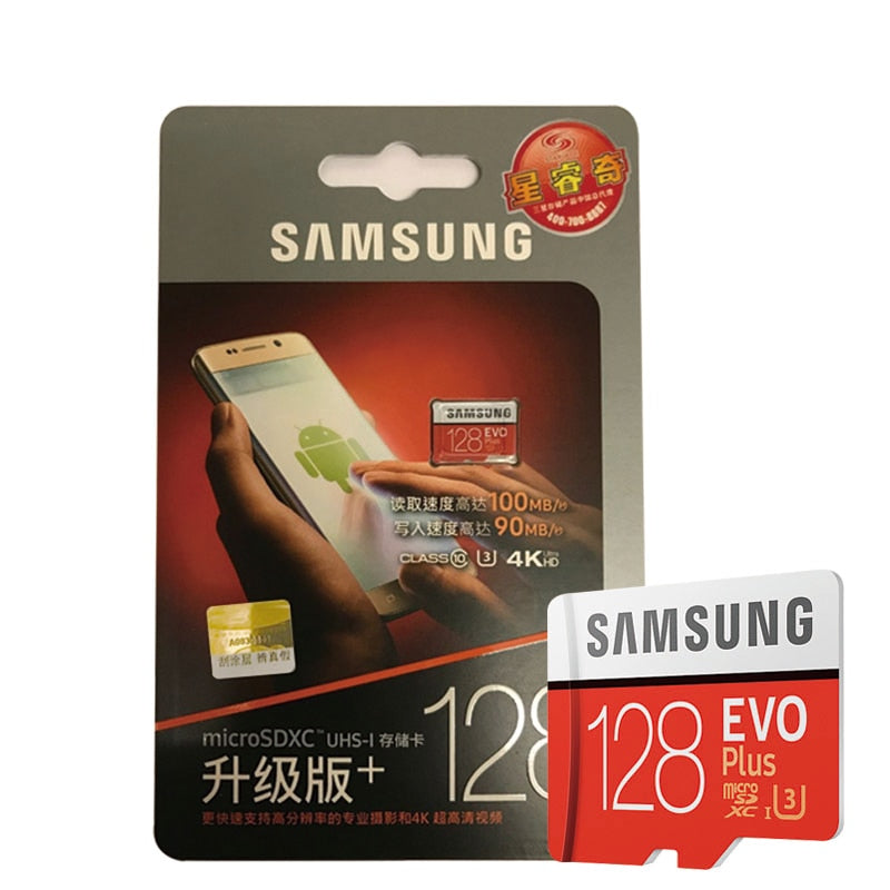 Samsung EVO+ 32GB Micro SDHC memory card with Class 10, UHS-I speed, suitable for SDXC devices.