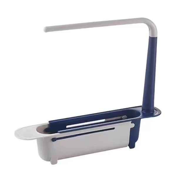 Sink Rack Telescopic Drain Rack Filter Pool Vegetable Drain Basket Dishwashing Rag Storage Rack Kitchen Sponge