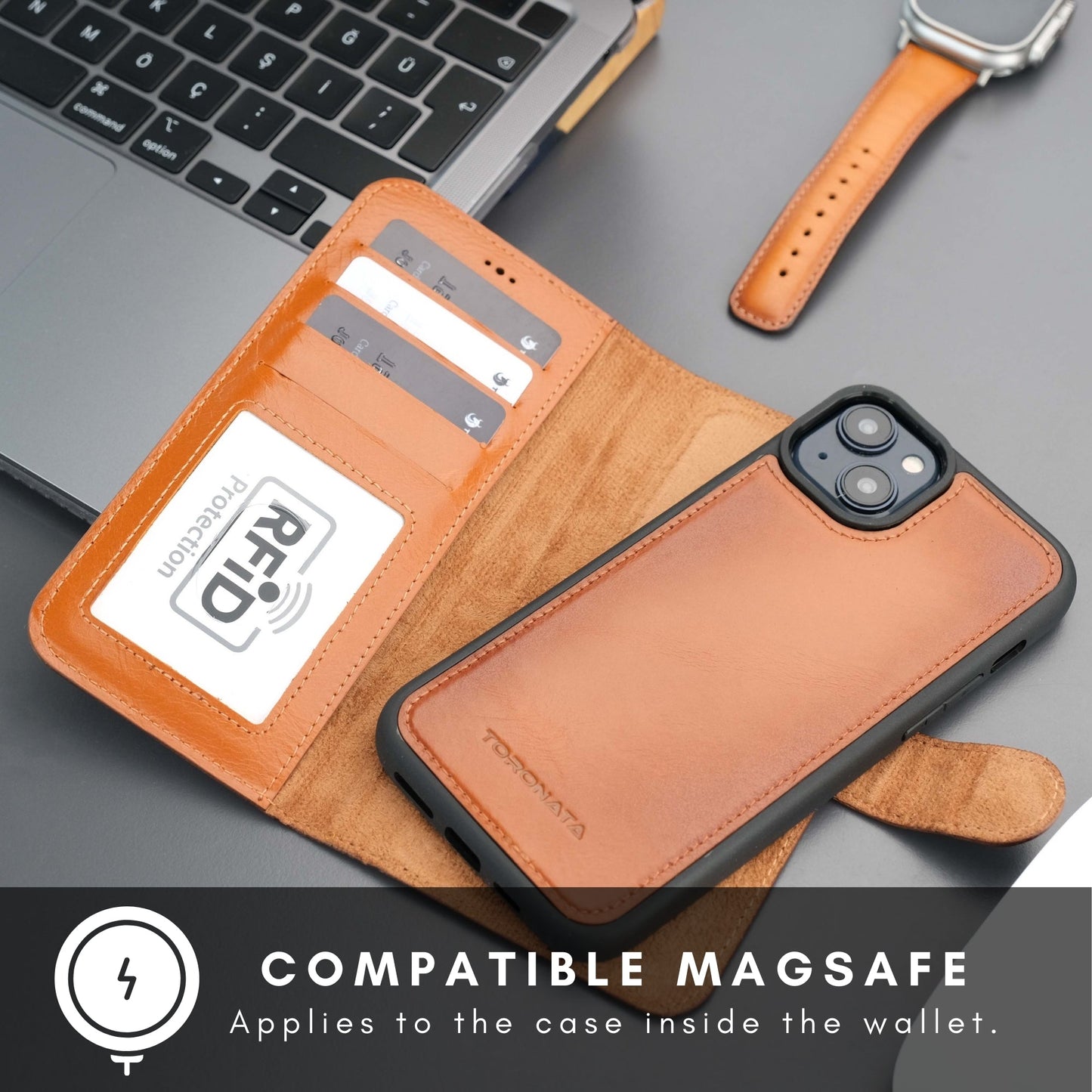 Casper Leather iPhone 14 Plus Wallet Case | MagSafe