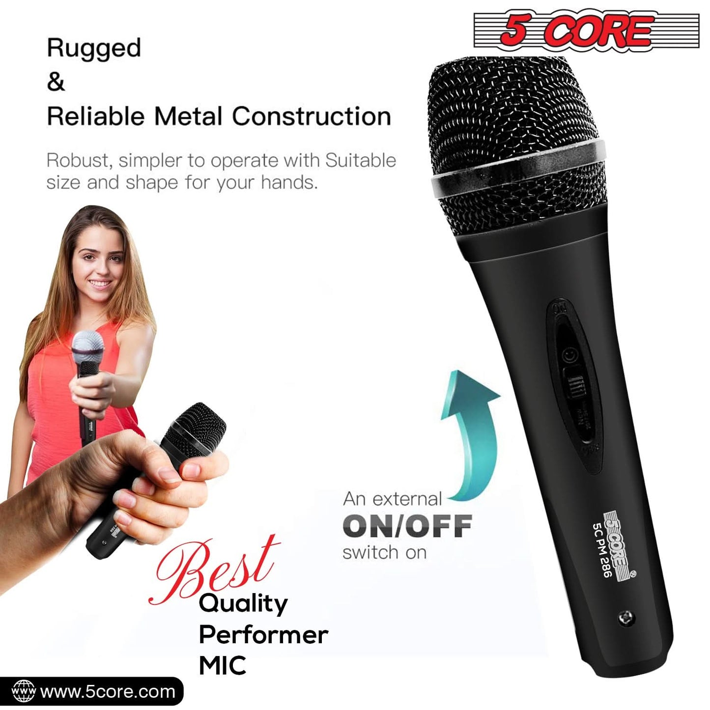 5Core XLR Microphone Dynamic Mic Karaoke Singing Studio Mics Handheld Microfono-3