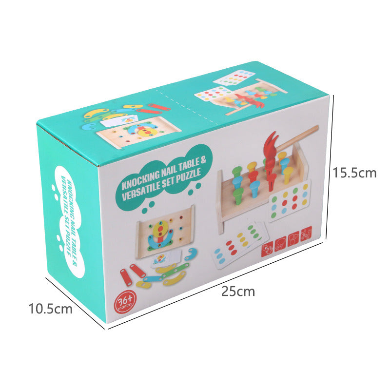 Christmas toy gift 2-in-1 pile driving platform children's puzzle color certification matching fun and creative versatile set of column puzzle toys