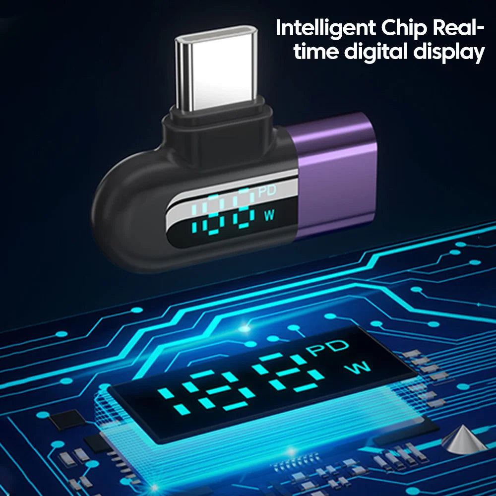 TG adapter 6A intelligent digital display supports 120W fast charging data cable, USB 2.0 port, Type-C adapter