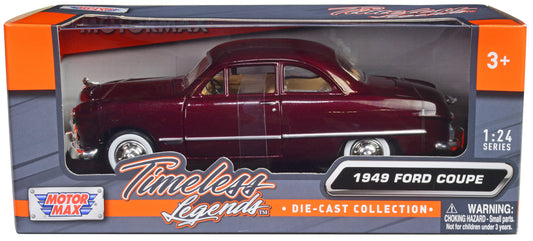 1949 Ford Coupe Burgundy 1/24 Diecast Model Car by Motormax-0