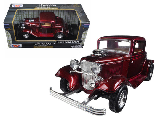 1932 Ford Coupe Burgundy 1/24 Diecast Model Car by Motormax-0