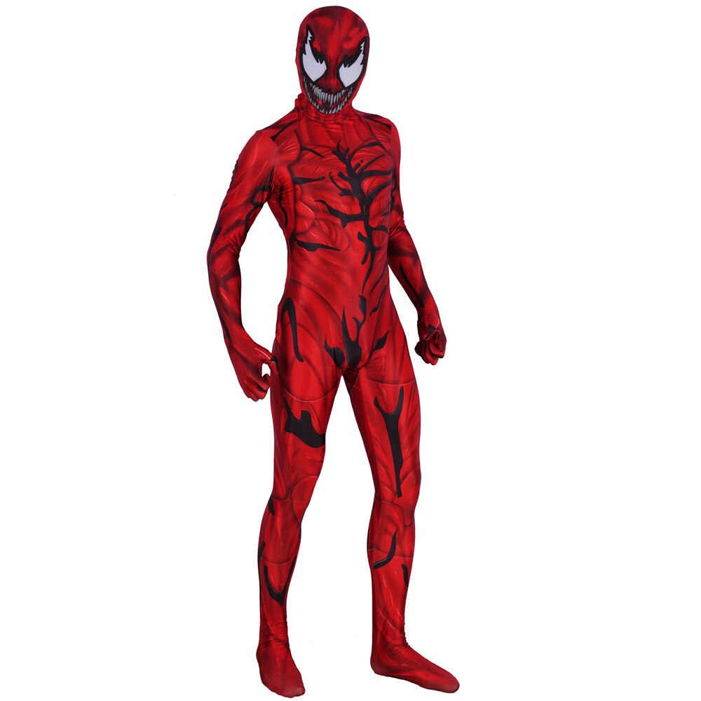 Unisex Adult Kids Carnage Cletus Kasady Super Villain Cosplay Costume Zentai Bodysuit Suit Jumpsuits Halloween