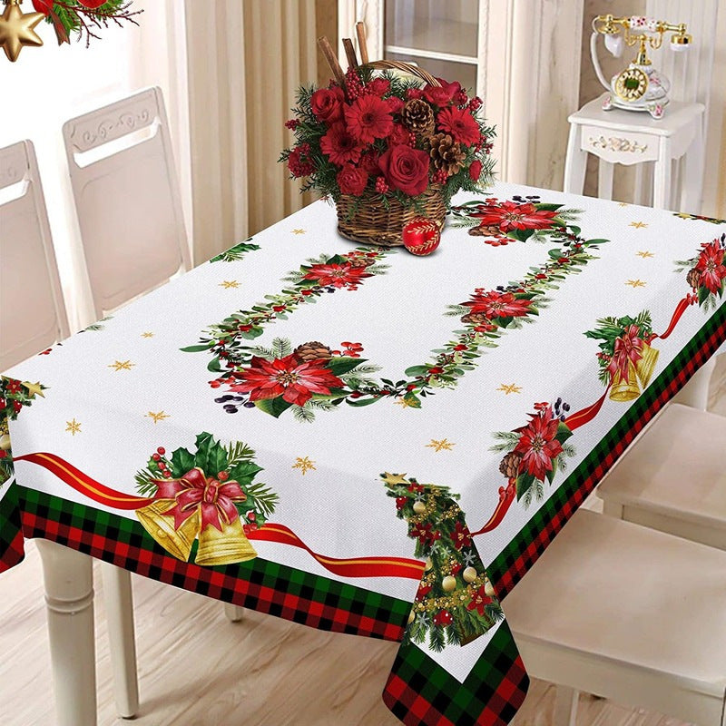 Christmas table runner with pine holly needle, holiday dining decor