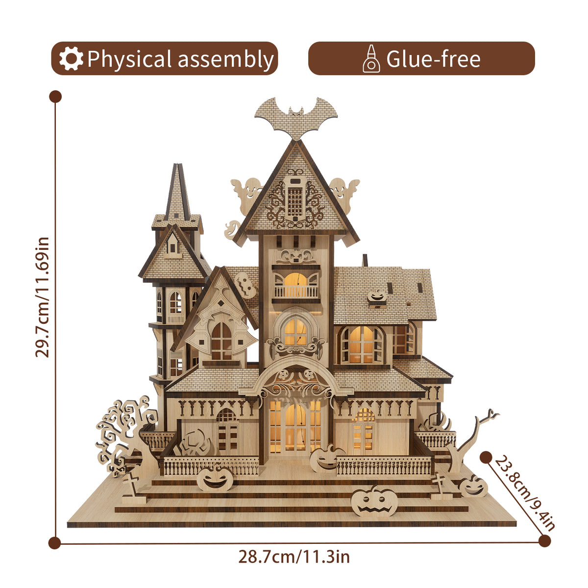 ClaudiaG Home Haunted Castle Halloween decoration with spooky castle design, perfect for Halloween festivities.