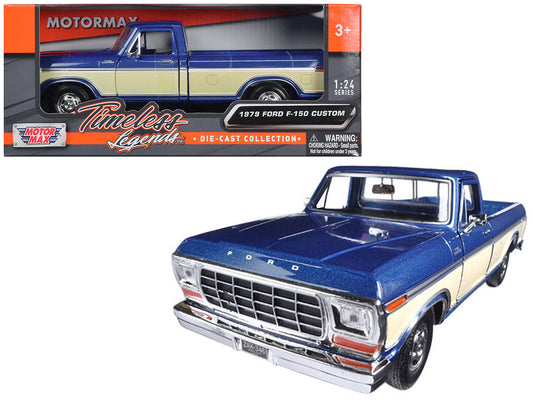 1979 Ford F-150 Pickup Truck 2 Tone Blue/Cream 1/24 Diecast Model Car by Motormax-0