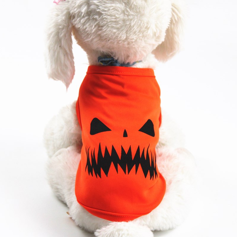 ClaudiaG Home Halloween pet pumpkin costume, cozy orange clothing with black jack-o'-lantern face for dogs or cats.