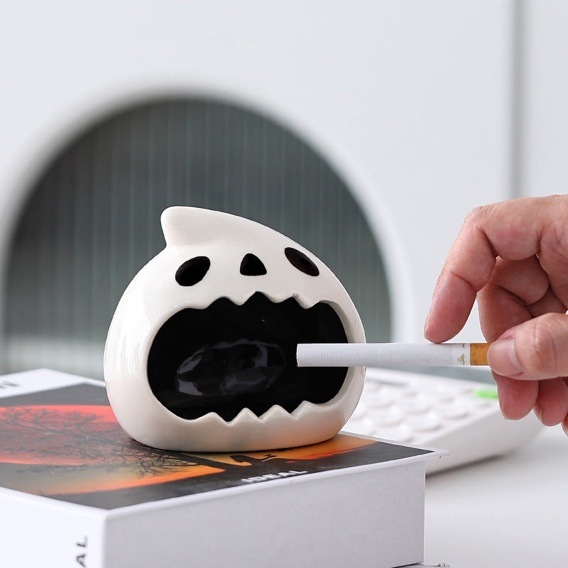 Cute Halloween ghost-shaped thickened ashtray by ClaudiaG Home, featuring a playful ghost design for festive use.