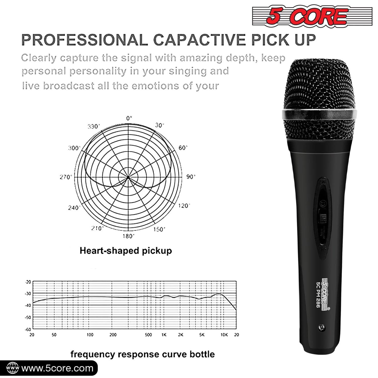 5Core XLR Microphone Dynamic Mic Karaoke Singing Studio Mics Handheld Microfono-4