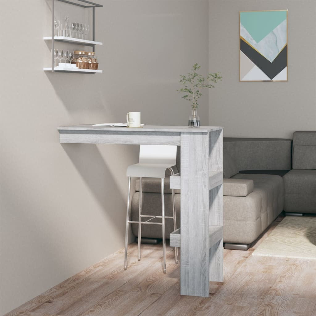 Wall Bar Table Grey Sonoma Engineered Wood Medium Bar Table