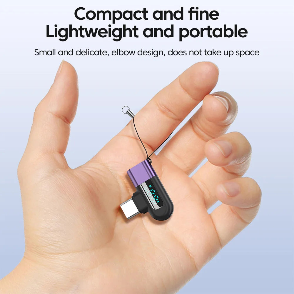 TG adapter 6A intelligent digital display supports 120W fast charging data cable, USB 2.0 port, Type-C adapter