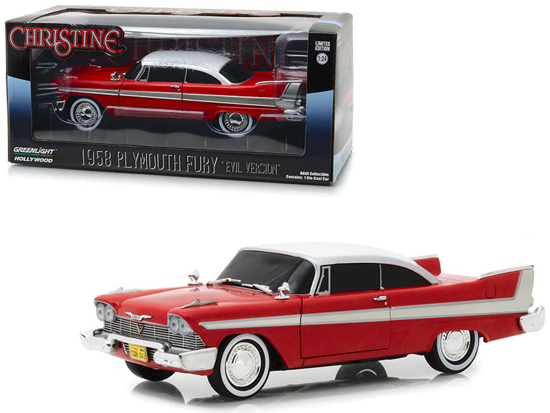 1958 Plymouth Fury Red "Evil Version" (with Blacked Out Windows) "Christine" (1983) Movie 1/24 Diecast Model Car by Greenlight-0