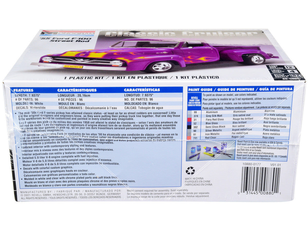 Level 4 Model Kit 1955 Ford F-100 Street Rod Pickup Truck "Classic Cruiser" 1/24 Scale Model by Revell-2