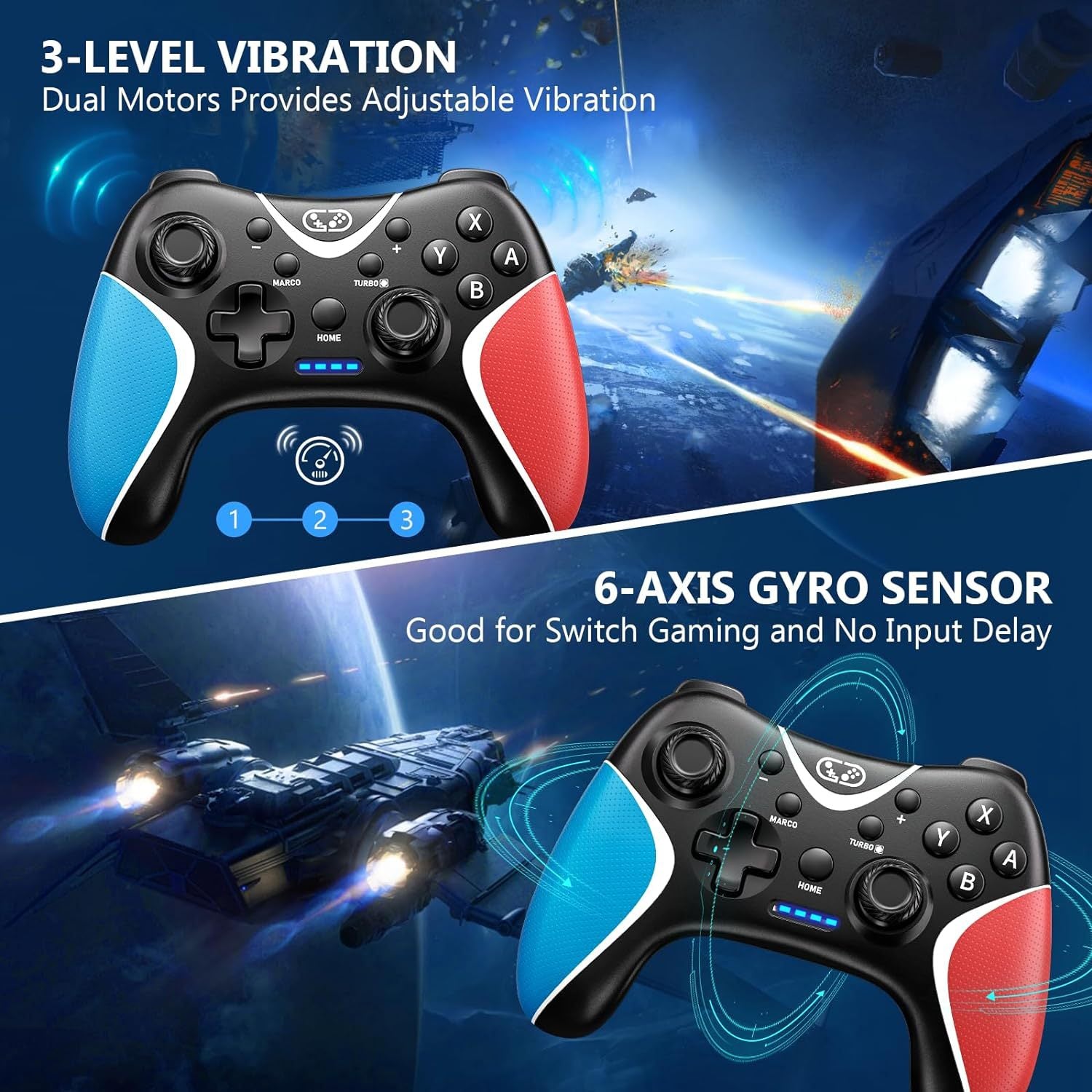 Wireless eprolo Switch game controller with custom back key programming and Bluetooth connectivity, designed for seamless gaming.