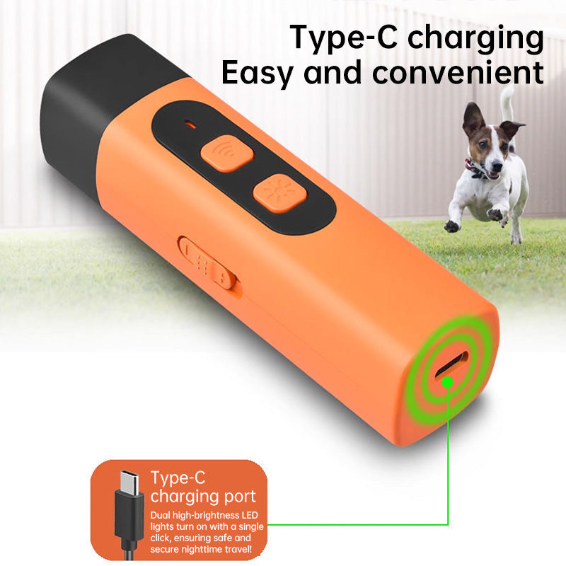 eprolo 2025 Dog Repellent ultrasonic training device with LED flashlight and rechargeable bark deterrent for effective dog training.