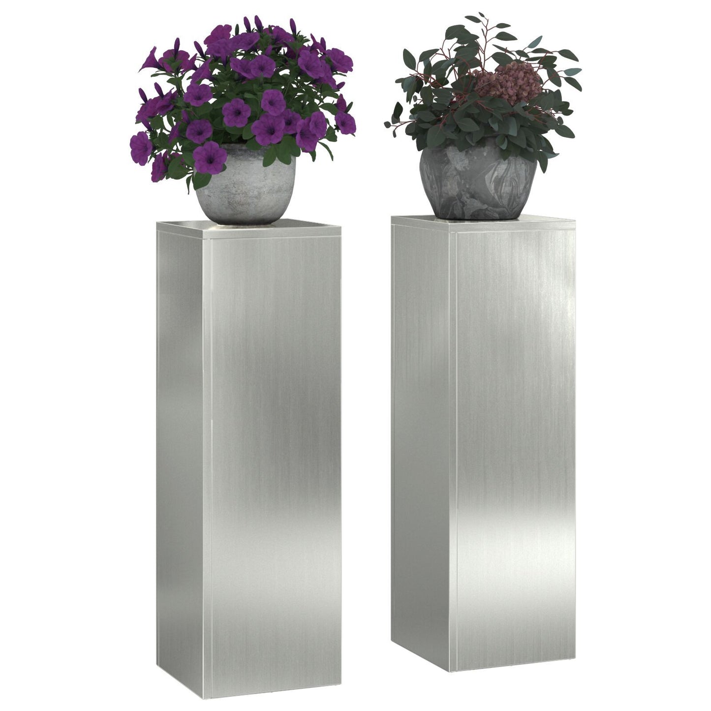 Plant Stand 2 pcs Silver 9.45 x 9.45 x 29.53 in
