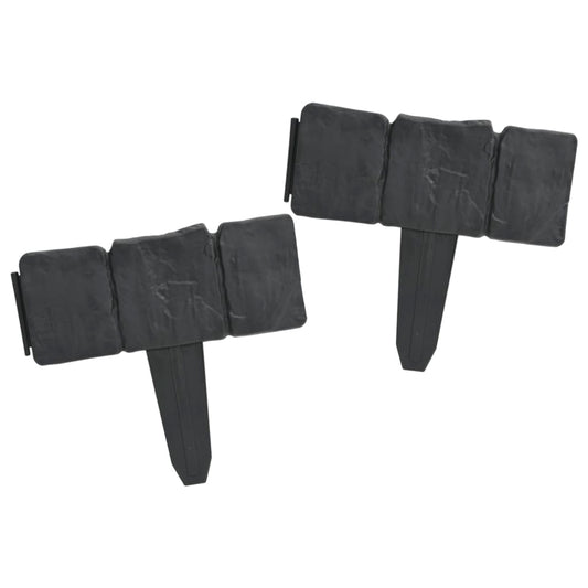 vidaXL Lawn Fence Outdoor Fence Wall Privacy Screen Border 41 pcs Stone Look-0