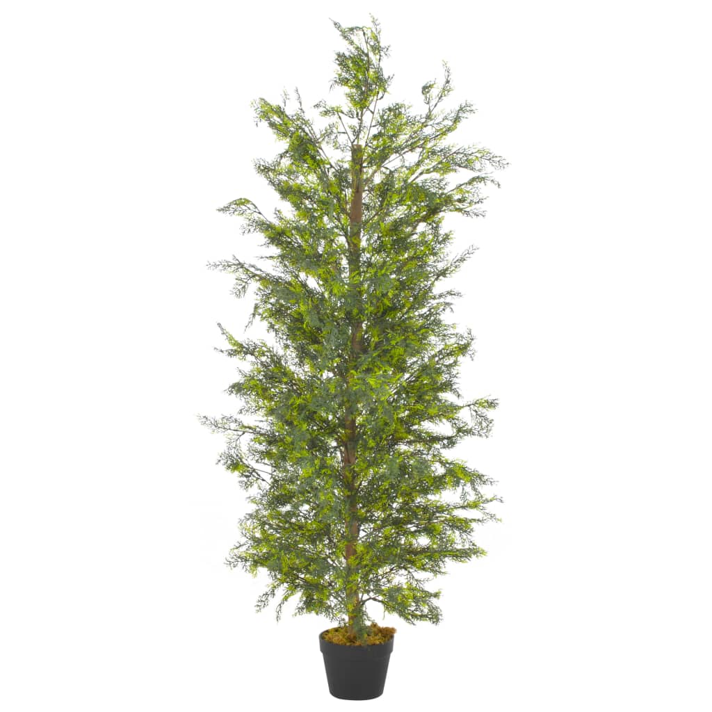 vidaXL Artificial Plant Cypress Tree Fake Outdoor Plant with Pot Green 35.4"-4