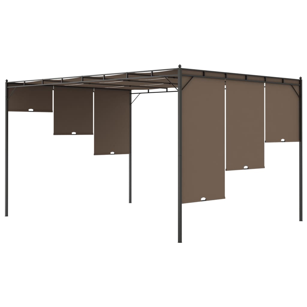 vidaXL Gazebo Outdoor Canopy Tent Patio Pavilion with Sidewall Curtains Taupe-2