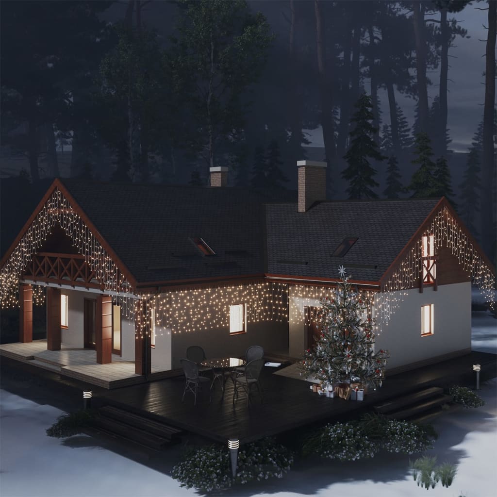 vidaXL Christmas Lighting Outdoor Xmas LED Curtain Icicle Lights with 8 Models-0