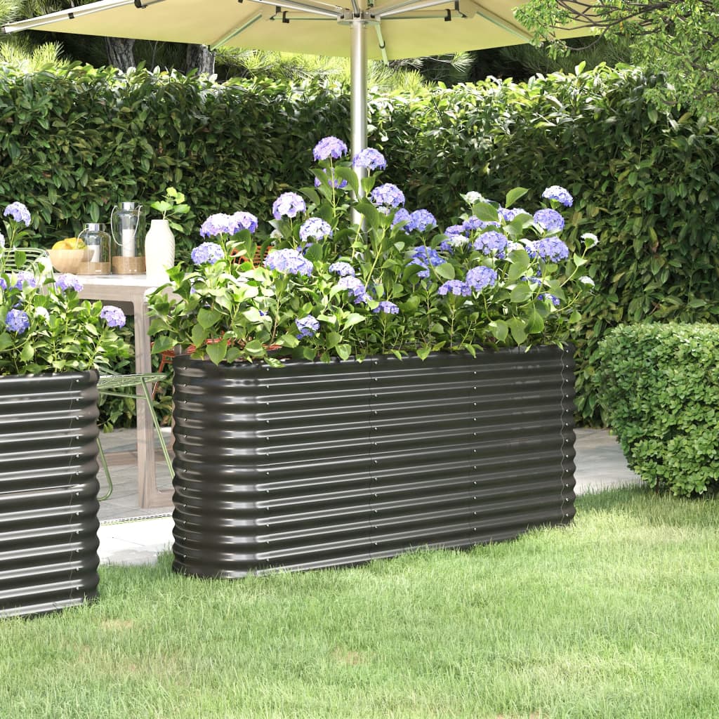vidaXL Garden Raised Bed Patio Outdoor Raised Planter Box Powder-coated Steel-7