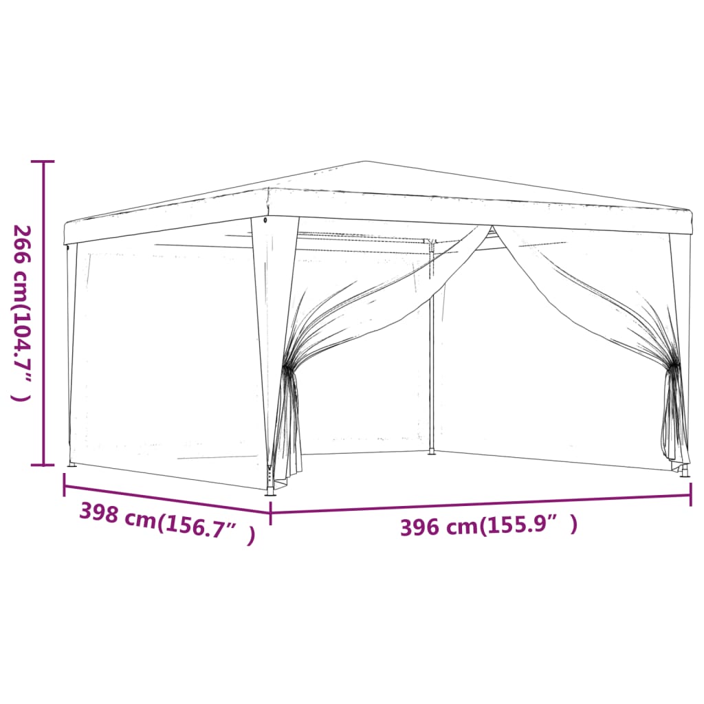 vidaXL Party Tent Outdoor Canopy Tent Gazebo Marquee with 4 Mesh Sidewalls-1