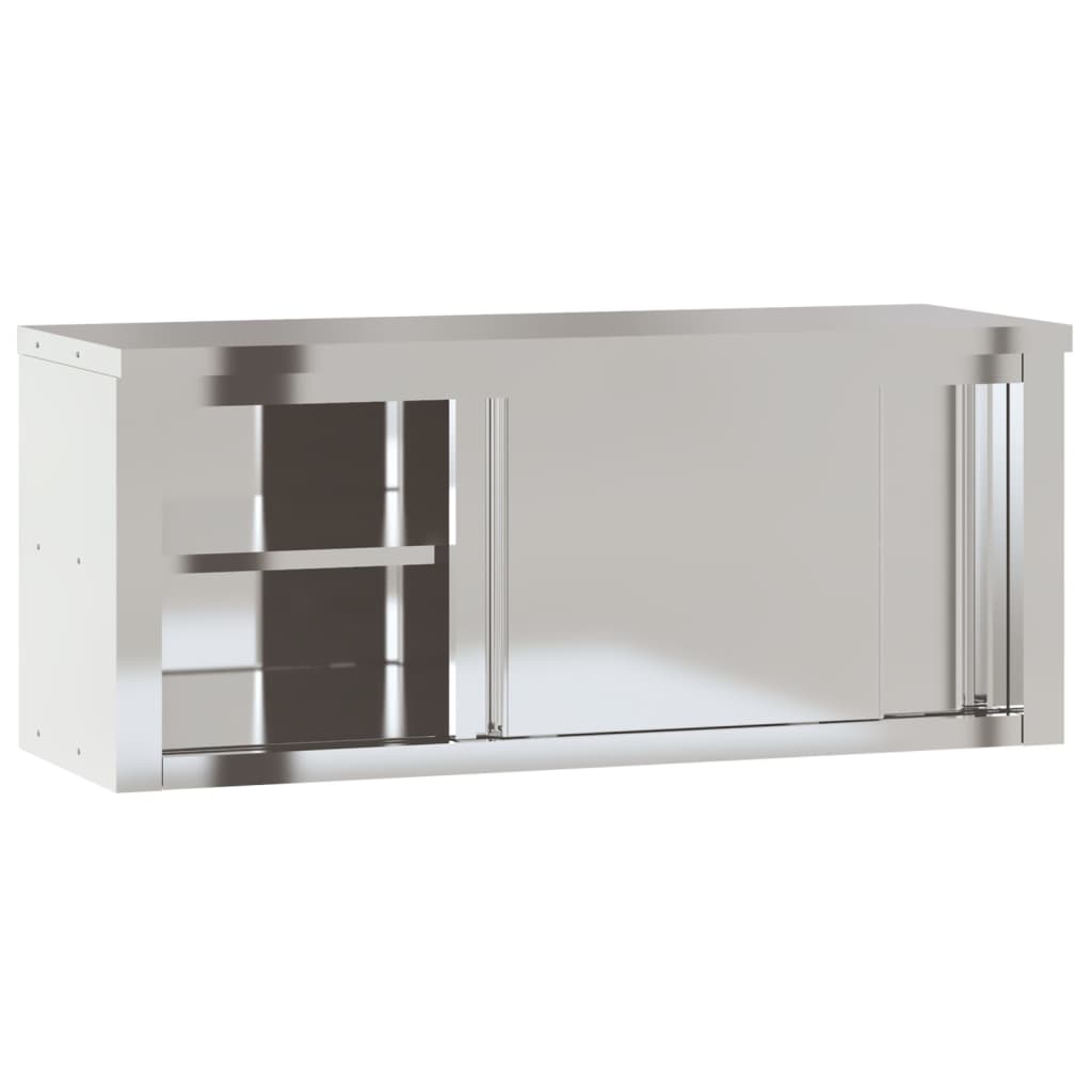 vidaXL Kitchen Wall Cabinet with Shelf Storage Restaurant Stainless Steel-1