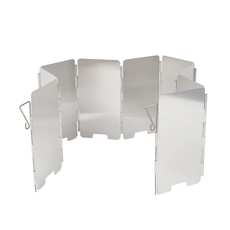 Outdoor Aluminum Alloy Windshield Stove Head Stove Windshield Folding Portable 9-Piece Mini Picnic Camping Equipment