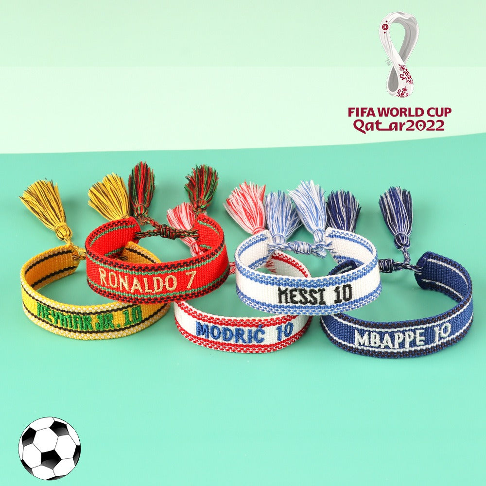 Football World Cup braided bracelet European and American star cheerleaders fans hand rope hand braided tassel bracelet