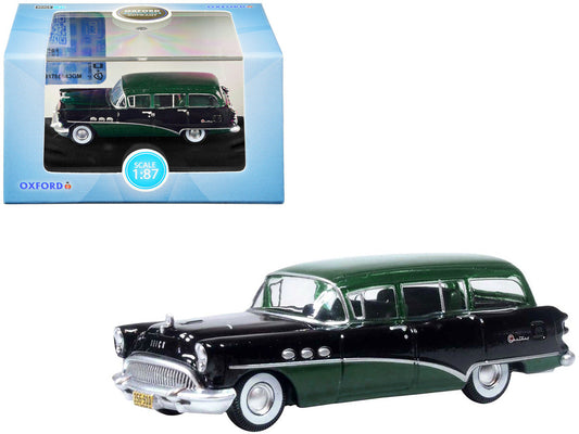 1954 Buick Century Estate Wagon Baffin Green and Carlsbad Black 1/87 (HO) Scale Diecast Model Car by Oxford Diecast-0