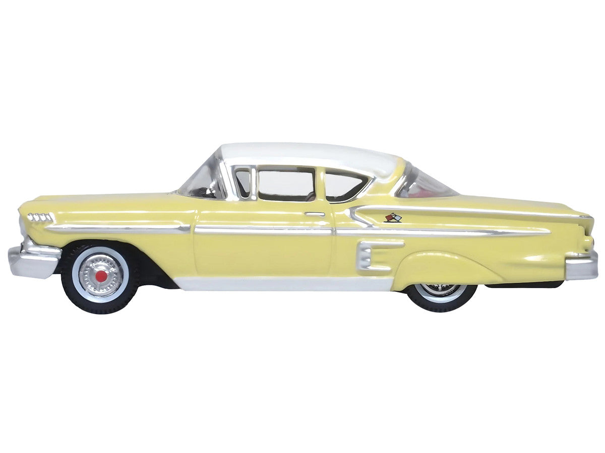 1958 Chevrolet Impala Sport Colonial Cream with Snowcrest White Top 1/87 (HO) Scale Diecast Model Car by Oxford Diecast-1