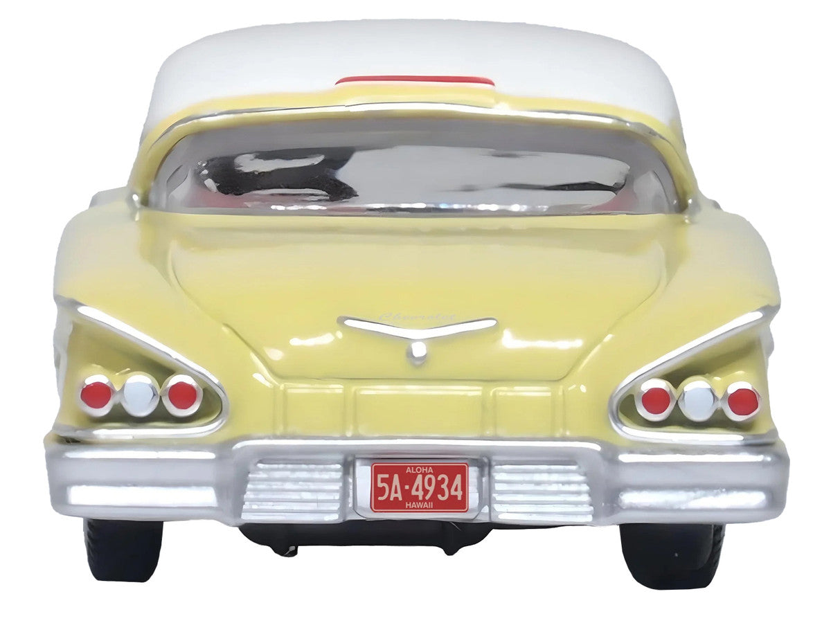 1958 Chevrolet Impala Sport Colonial Cream with Snowcrest White Top 1/87 (HO) Scale Diecast Model Car by Oxford Diecast-2