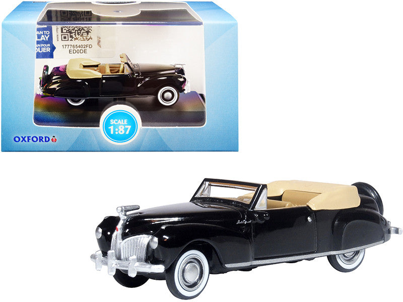 1941 Lincoln Continental Convertible Black with Tan Interior 1/87 (HO) Scale Diecast Model Car by Oxford Diecast-0