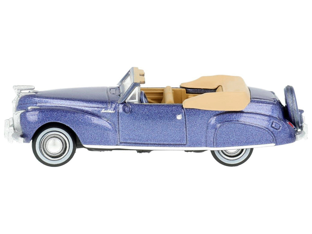 1941 Lincoln Continental Convertible Darian Blue Metallic with Tan Interior 1/87 (HO) Scale Diecast Model Car by Oxford Diecast-1