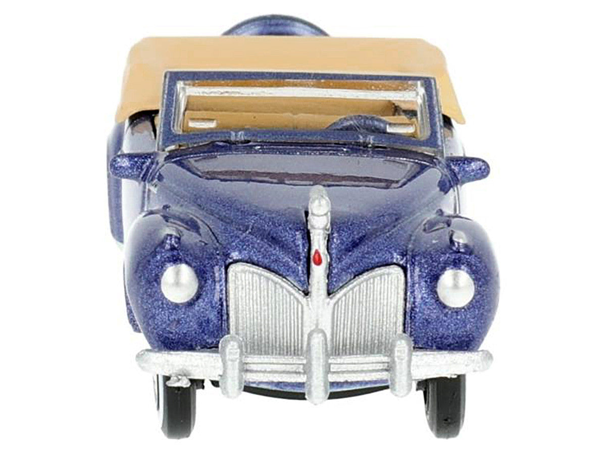 1941 Lincoln Continental Convertible Darian Blue Metallic with Tan Interior 1/87 (HO) Scale Diecast Model Car by Oxford Diecast-2