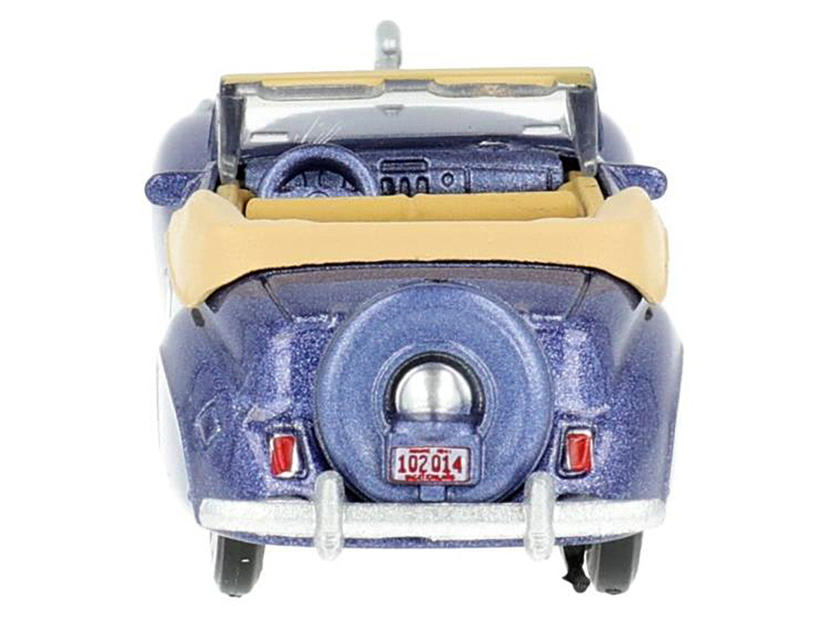 1941 Lincoln Continental Convertible Darian Blue Metallic with Tan Interior 1/87 (HO) Scale Diecast Model Car by Oxford Diecast-3