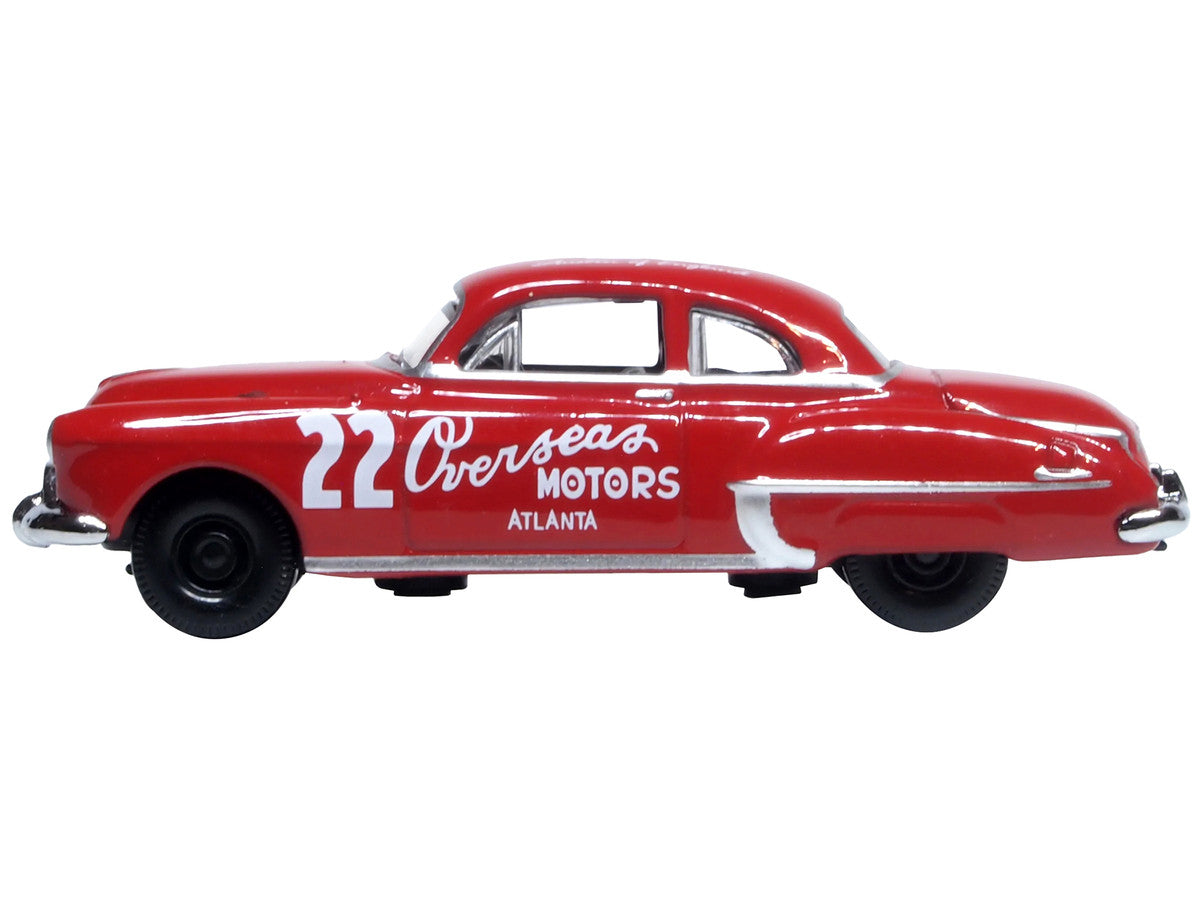 1949 Oldsmobile Rocket 88 Coupe #22 "Overseas Motors Atlanta" Red 1/87 (HO) Scale Diecast Model Car by Oxford Diecast-1