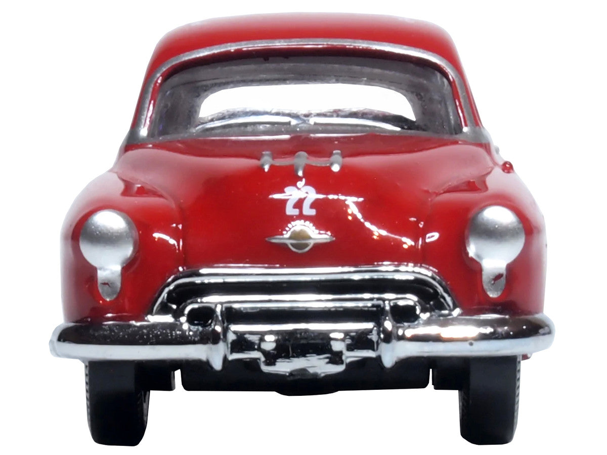 1949 Oldsmobile Rocket 88 Coupe #22 "Overseas Motors Atlanta" Red 1/87 (HO) Scale Diecast Model Car by Oxford Diecast-2
