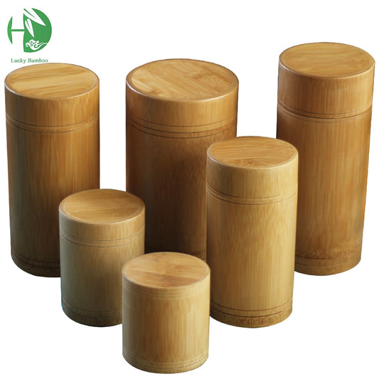 Bamboo Storage Bottles Jars Wooden Small Box Containers Handmade For Spices Tea Coffee Sugar Receive With Lid Vintage